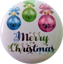 Button Merry Christmas mit Weihnachtskugeln